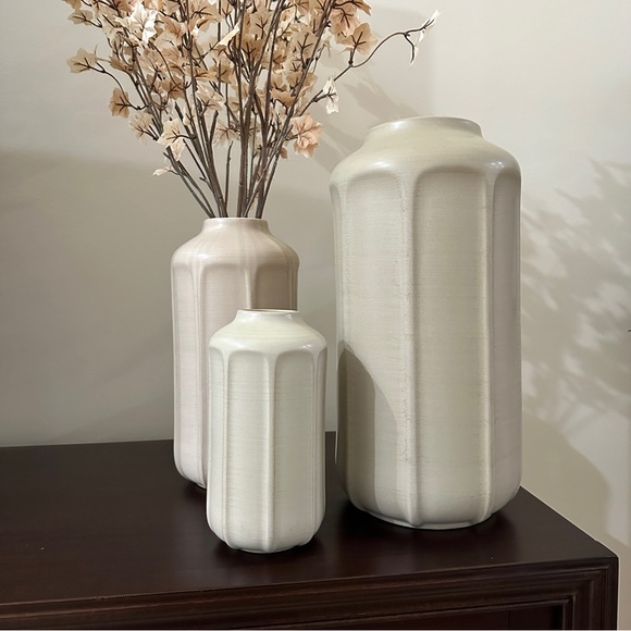 16" Faceted Ceramic Vase Taupe - Hearth & Hand™ with Magnolia - Picture 11 of 13